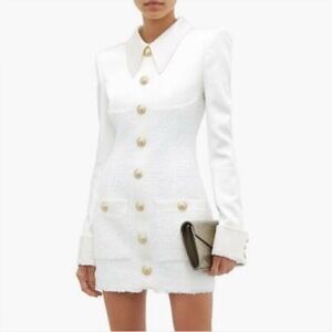 Slim Fitting Tweed and silk dress. Size XS